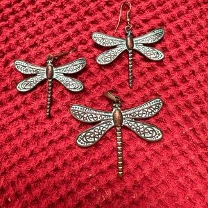 Dragonfly Earrings and Pendant Set